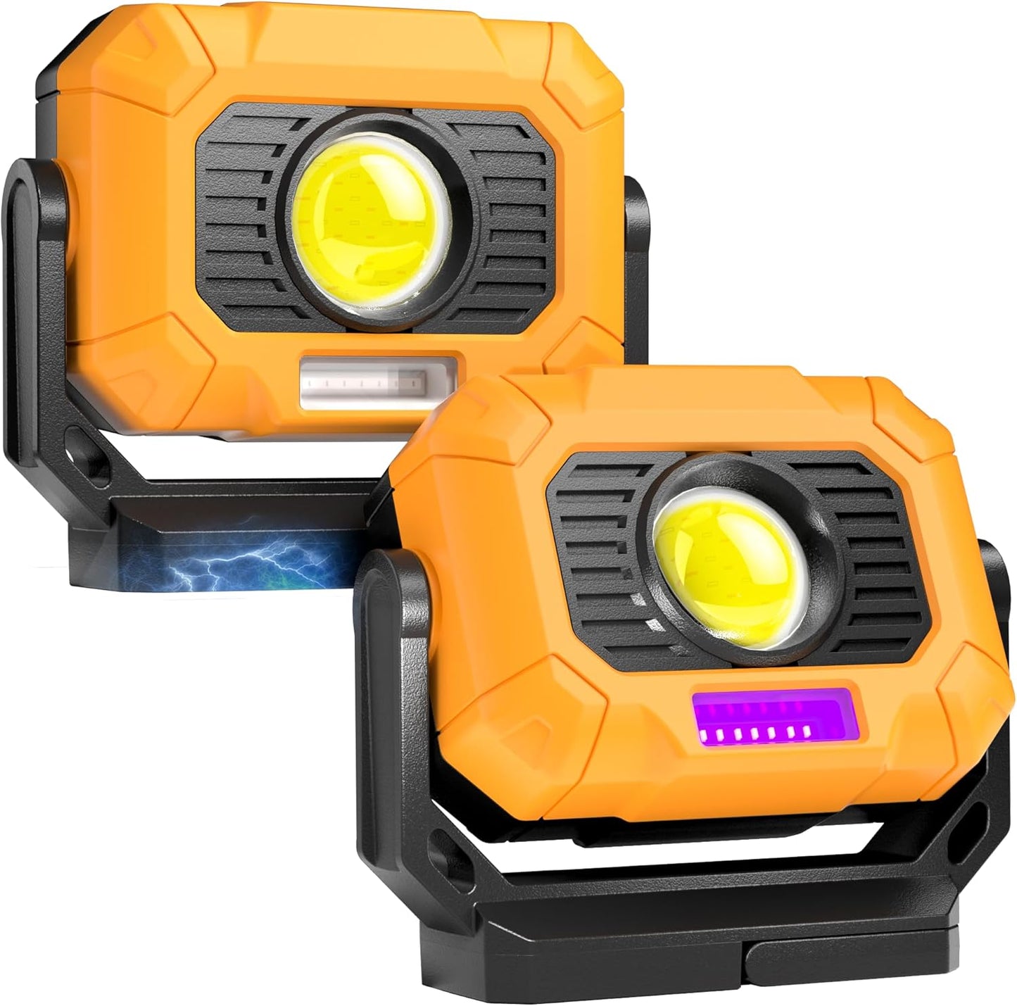 Adelante 2Pack Magnetic Work Light Rechargeable, 1500LM LED Work Light, 360° Rotating Stand 3 Color Temperature 12 Modes Waterproof Bright Flashlight for Mechanic, Shop, Working on Cars, Power Outages