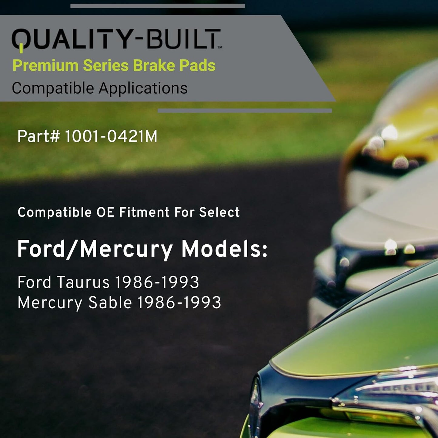 Premium Semi-Metallic Front Brake Pads (1001-0421M) Compatible with Ford Taurus 1986-1993, Mercury Sable 1986-1993