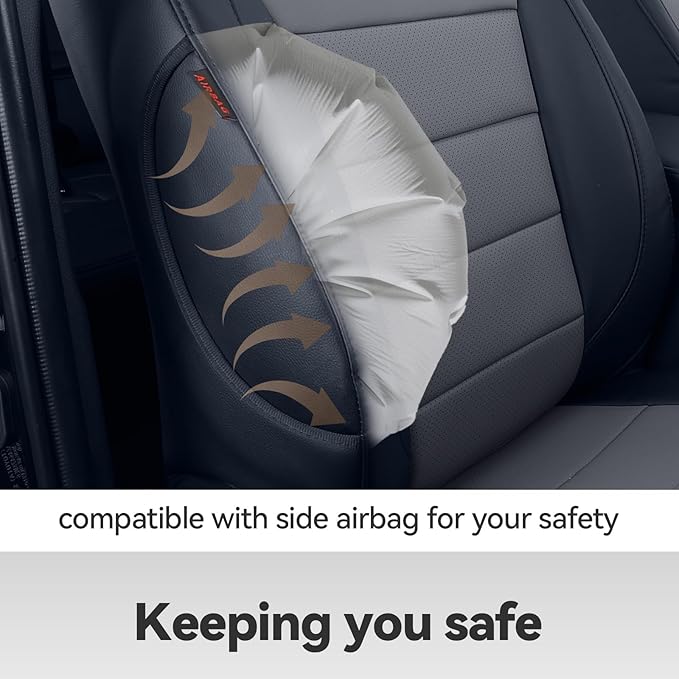 coverdream Corolla Cross Leather Seat Covers Custom Fit for 2022-2026 Toyota Corolla Cross L,LE,XLE,S,SE(Non-Hybrid),Fully Covered,Luxury Waterproof Car Seat Protector(Full Set,Black/Gray)