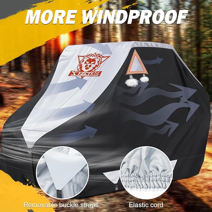 XYZCTEM UTV Cover,Outdoor Waterproof All-Weather Protection UTV Cover Compatible with Polaris RZR Can-Am Yamaha Honda Kawasaki Suzuki,and More.with Upgraded Windproof Straps,Vent(Silver,2-3 Seater)