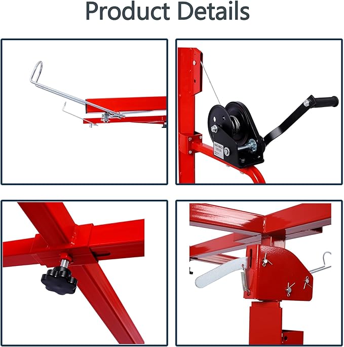 16FT Drywall Lift Sheetrock Lift, 150LBS Drywall Lift Panel Hoist with 4 Lockable Wheels for Ceiling, Drywall Rolling Lifter Panel, Drywall Jack Lift for Home & Commercial Use, Red