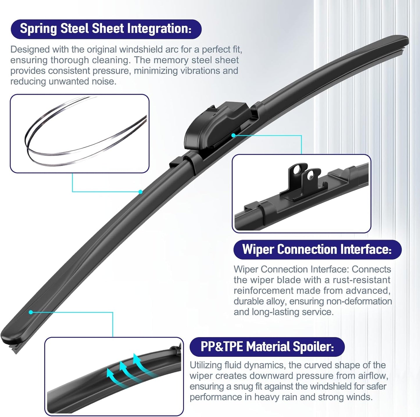 AJK Front Windshield Wiper for Jeep Gladiator 2020 2021 2022 2023 2024, Original Equipment Window Wipers Blades, Conventional, Vehicle Specific Fit, Pack of 2