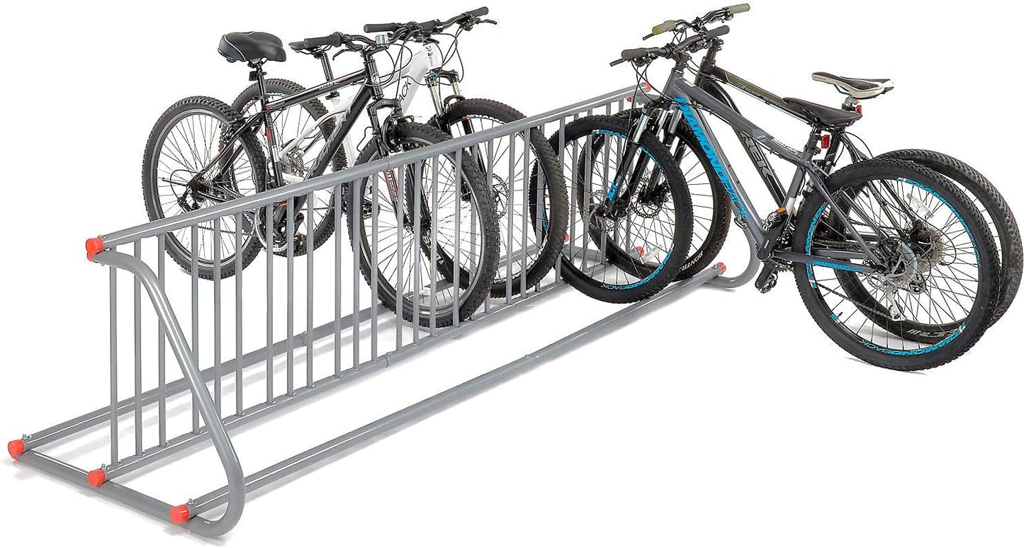 Global Industrial 111" L Double-Sided Grid Bike Rack, 18-Bike Capacity, Powder Coated Steel, Gray, Commercial Bike Rack for Stores, Parks, Schools and More