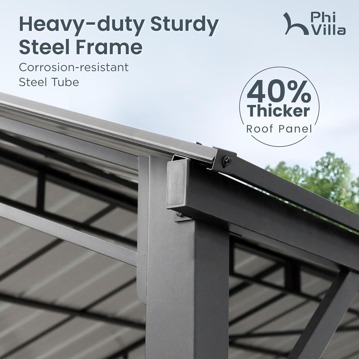 PHI VILLA 10 x 20 ft Carport Metal Carports with Galvanized Steel Roof, Sturdy Heavy Duty Metal Carport for Cars, Boats, and Tractors