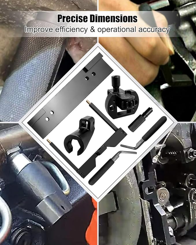 Engine Timing Tool Set Fit for Detroit Diesel DD15 DD16, Include TDC Locating Pin Camshaft Timing Tool Brake Adjustment Tool Barring Tool and Fuel Line Socket, Heavy Duty Steel