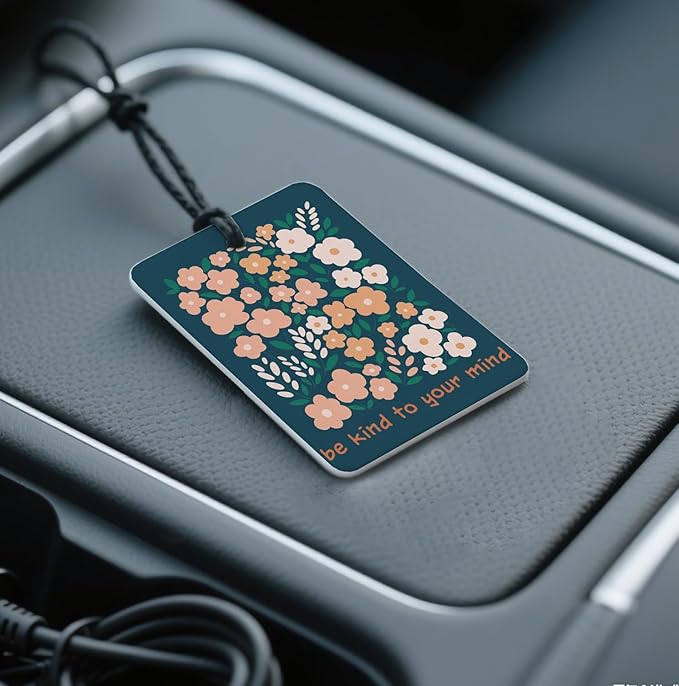 Boho Flower Car Air Freshener,Self Care Floral Car Air Fresheners - Inspirational Quotes & Flower Card, Natural Non Toxic Air Freshener, 4 - Pack Decor & Gift for Car, Closet & Home