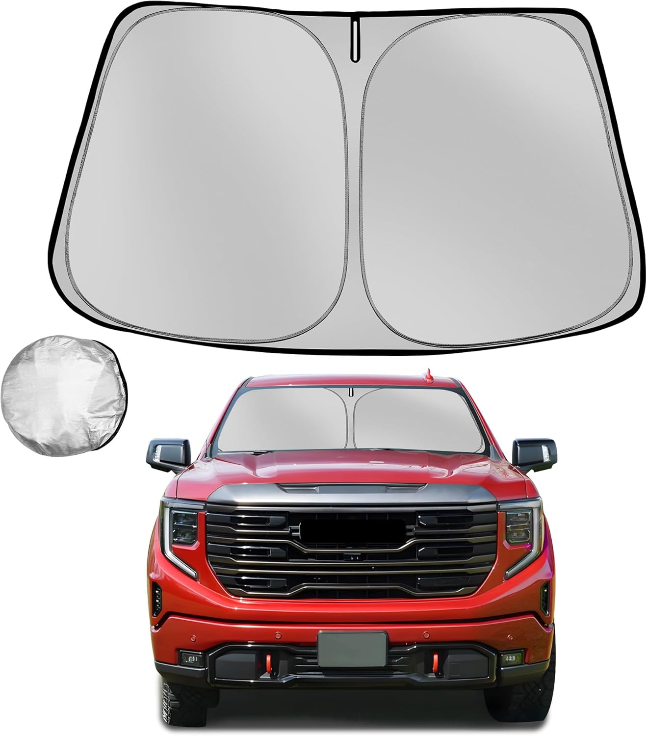 Windshield Sun Shade for 2019-2025 GMC Sierra 1500 2500 3500 Foldable Sun Sunshade for Car Front Window Blocks UV Rays and Heat Automotive Interior Protector Custom Fit Accessories