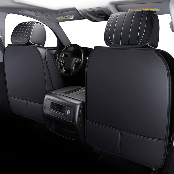 Aierxuan Chevy Silverado GMC Sierra Car Seat Covers Full Set, Custom Fit 2007-2025 1500 2500 HD 3500 HD Crew, Double, Extended Cab or Pickup Truck, with Waterproof Faux Leather (Black and White)