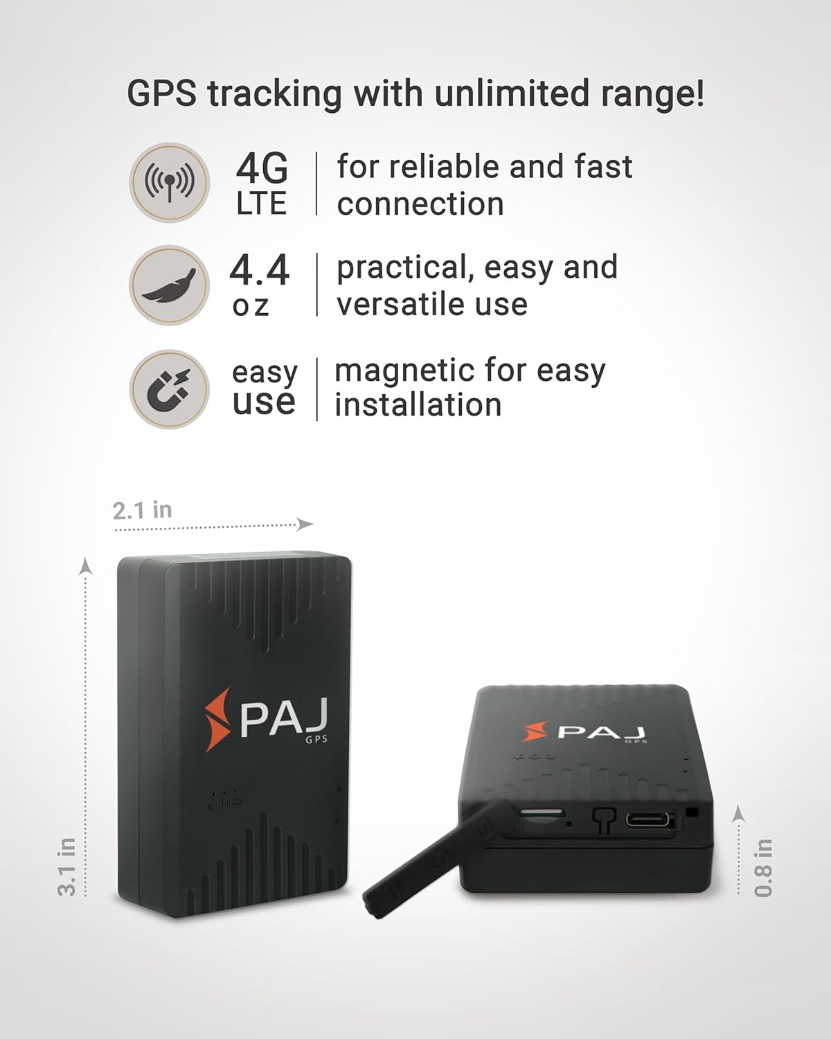 PAJ GPS COMPACT Finder 4G - GPS Tracker for Cars, Motorcycles and Trucks - Up to 20 Days Battery Life - Tracking Device for Theft Protection with Live Tracking, Alarm Notification in case of Emergency