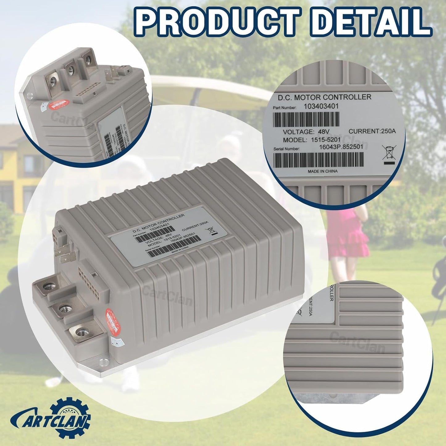 48V 250A Club Car DC Motor Controller, Golf Cart DC Motor Controller Speed Controller Suitable for Club Car Precedent/DS Golf Carts