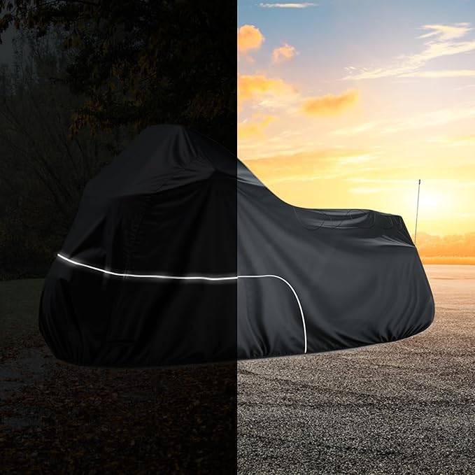 Motorcycle Cover fits for Harley Davidson Road King Road Glide Electra Glide Low Rider-ST HD Goldwing, All Weather Cruiser Motorcycle Cover, Black