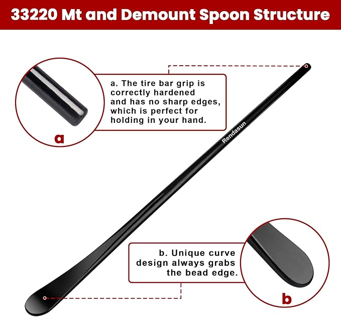 2PCS Tire Bar, 34645 Tire Mount and Demount Iron 37In, 3/4 in | 33220 Mt and Demount Spoon 30 in, 11/16 in, Tire Irons Heavy Duty Used for Off-Road Vehicle, Bus, Cars, Tractor Tubeless Truck Tires…