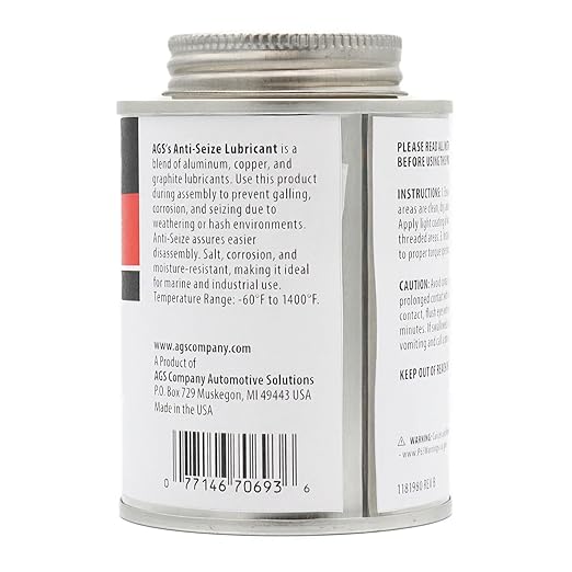 AGS Automotive Solutions Brush Top Can Thread-Magic Anti-Seize Lubricant for Bolts and Screws, 8 Ounces