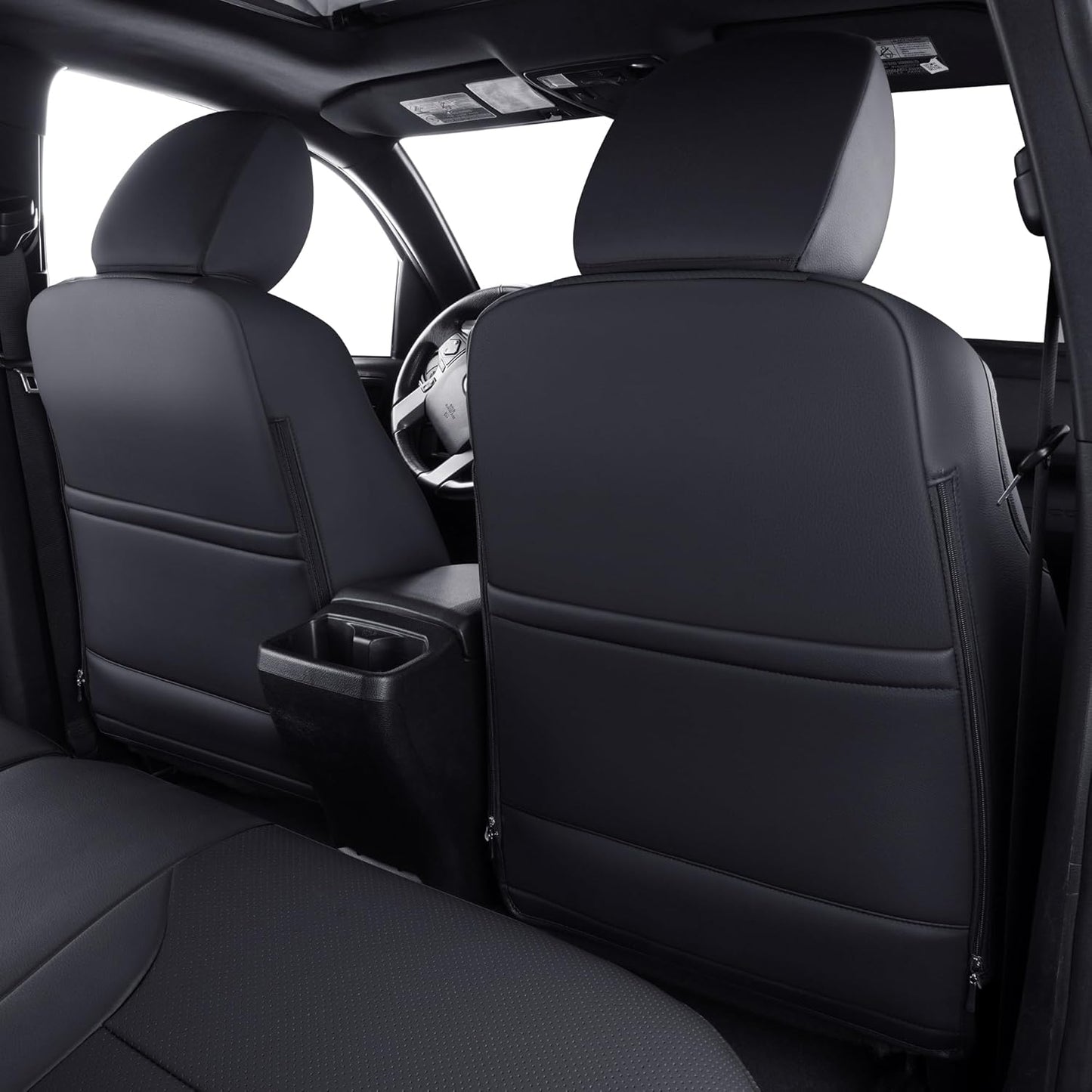 LUCKYMAN CLUB Tacoma Custom Fit Seat Covers for 2024 2025 Tacoma Crew Cab with Faux Leather (Black & Red)