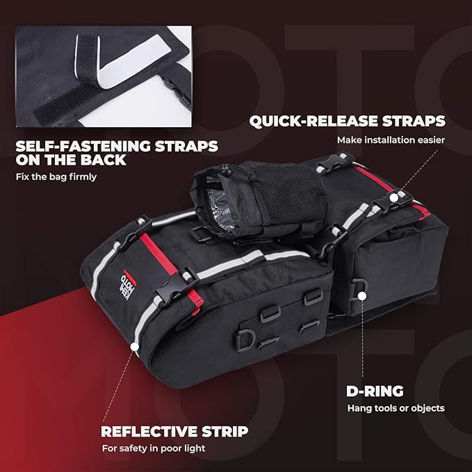 KEMIMOTO ATV Fender Bag, 130% Larger Water-resistant Rear Storage Bags With Drink Holder, Detachable ATV Gear Bag Compatible with Polaris Sportsman Scrambler FourTrax Can Am Grizzly Cfmoto, 2-Pack