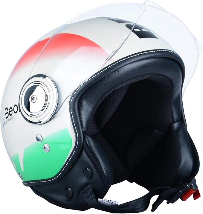 Open Face Motorcycle Helmet for Adults,DOT Approved - Moped Half Vespa Retro Helmet with Anti-Scratch Visor for Men and Women