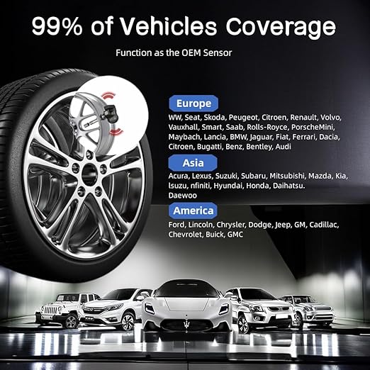 Autel TPMS Sensors 2in1 MX-Sensor 315Mhz/433Mhz Tire Pressure Sensor, Press-in OE-Level Programmable & Cloneable Wireless TPMS Sensors for All Vehicles, Program by Autel TPMS Tool (Rubber Stem 4pcs)﻿