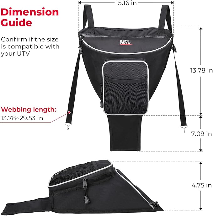KEMIMOTO UTV Center Storage Bag UTV Cab Pack Center Seat Bag Compatible with Polaris RZR XP 1000 Turbo S 900 570 800 Storage Accessories 1680D High-Density with Multiple Pockets and Easy Install