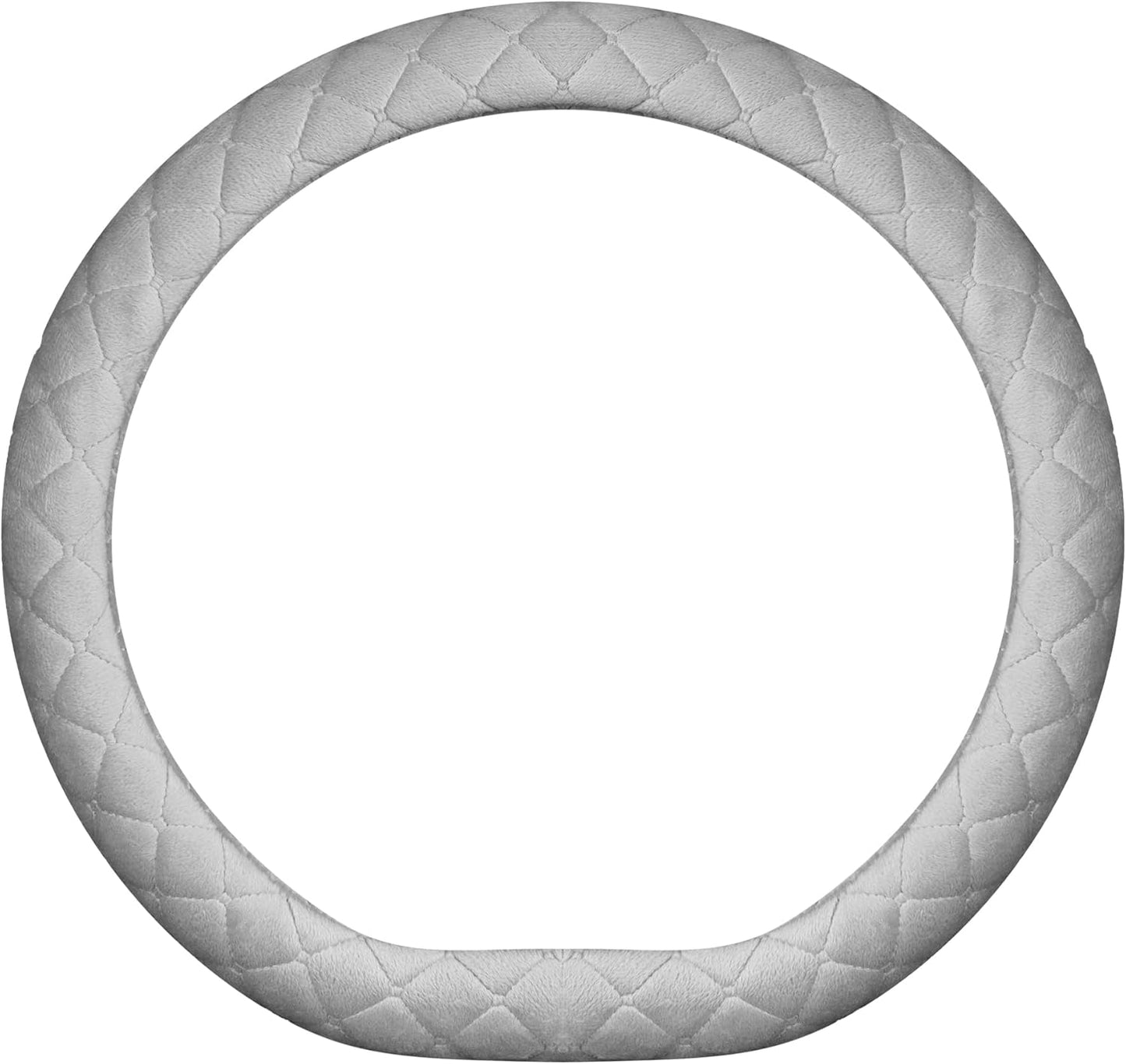 Soft Car Steering Wheel Cover for Sedan, SUV, Warm Luxury Velvet, Odorless, Universal, Anti Slip, Summer Winter, Gray, D Shape(Flat Bottom)