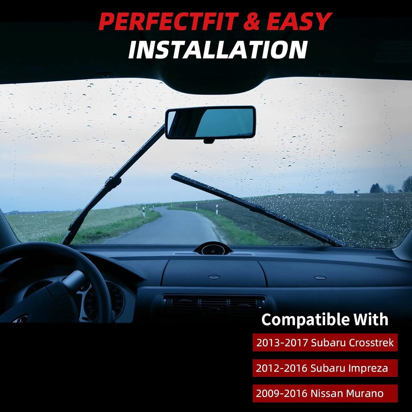 OTUAYAUTO Premium Windshield Wiper Blades - Replacement for Subaru Crosstrek 13-17, Impreza 12-16, Nissan Murano 09-16, All-Weather, Front and Rear Wiper Blades, J/U Hook - 26"+16"+12" (Pack of 3)