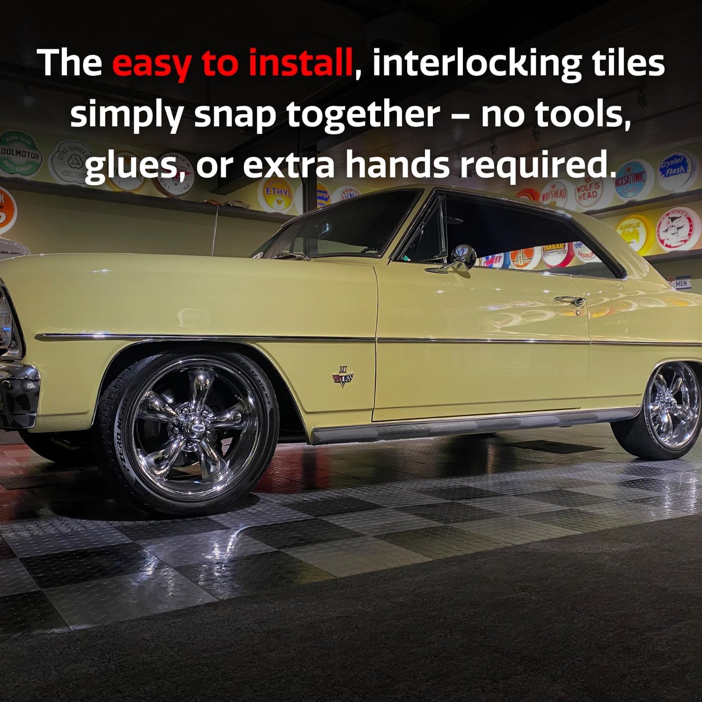 Big Floors RaceDeck CircleTrac, Interlocking Non-Slip Garage Flooring Tile, Durable, Modular, Heavy-Duty Copolymer, Easy Install (Black, 12 Pack of 12 x 12" Tiles)