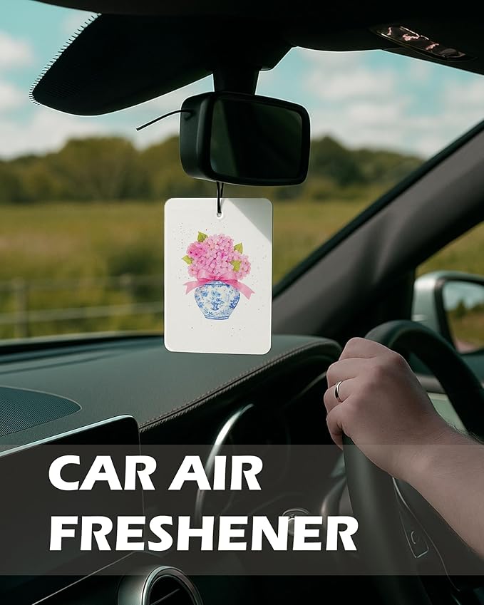Coquette Pink Bow Disco Ball Cologne Car Air Freshener 4 Pcs, Chinoiserie Pink Floral Hanging Air Freshener for Cars Bathroom Dorm Books Decor, Cute Accessories Gifts for Women Girls