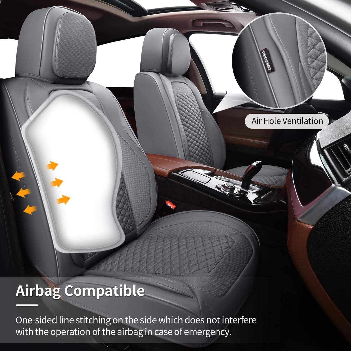 2 Packs Car Seat Covers Leather Car Seat Covers Universal Seat Covers for Car, SUV,Truck (Gray)