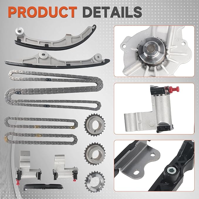 AT4Z-6306-A 7T4Z-6268-CA Engine Timing Chain Kit With Water Pump Compatible with Ford Edge Flex Taurus Explorer for Mazda for Lincoln MKS MKX MKZ 3.5L 3.7L DOHC 2007 2008 2009 2010 After-Market Parts