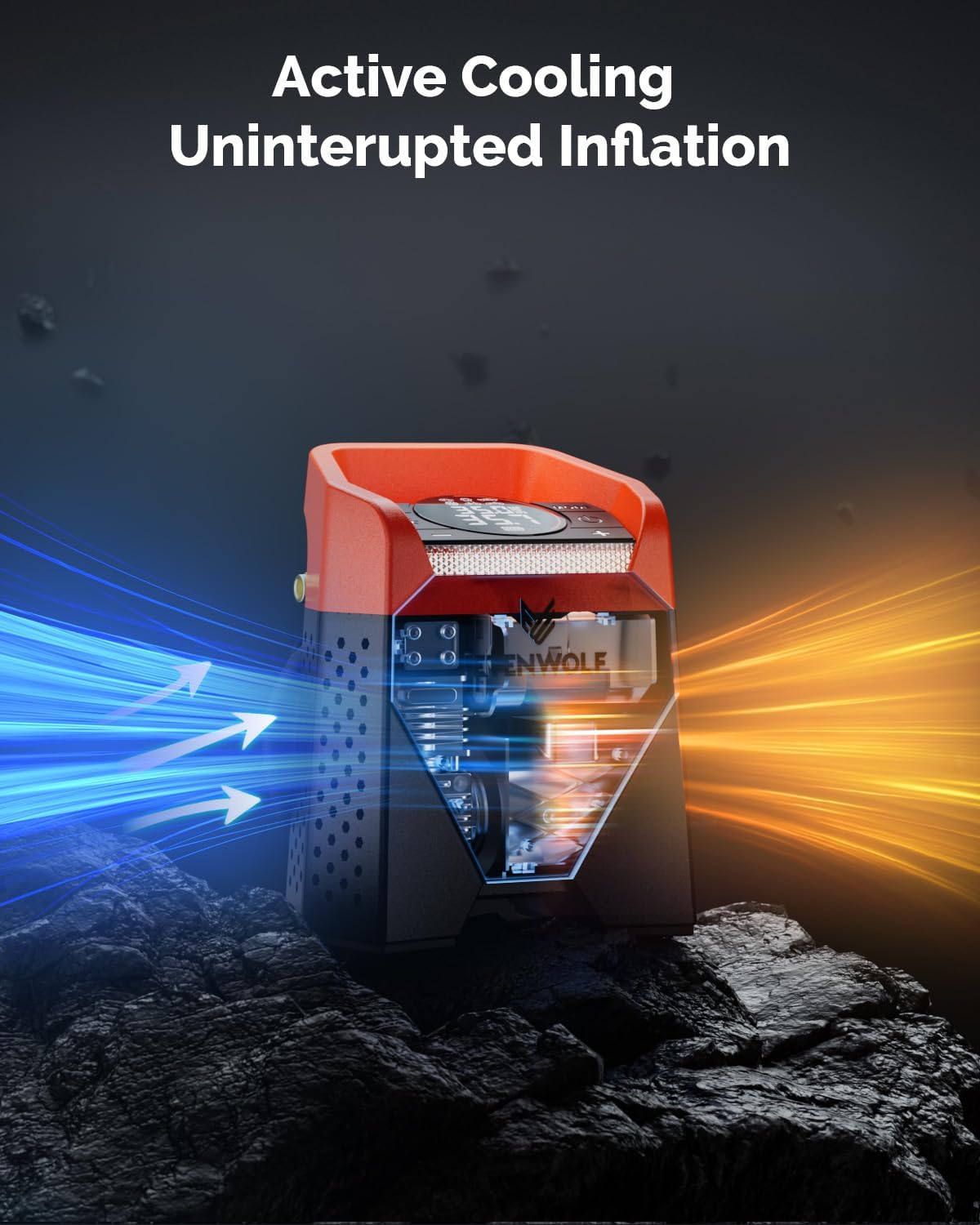 ETENWOLF Zephyr S5 Heavy-Duty Tire Inflator Portable Air Compressor, 160PSI &15600mAh Cordless Air Pump with LED Light for Car Tires, Bike, Motorcycle, Balls, Pickups (Vivid Orange)