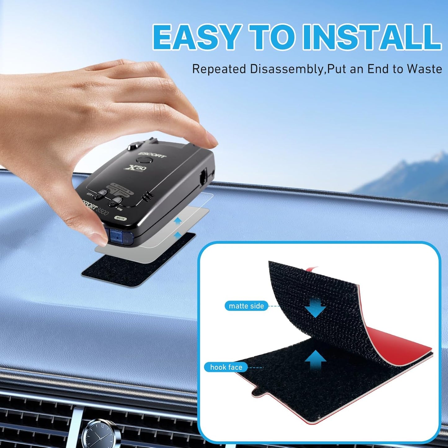 Radar Detector Mounting Bracket With Dashboard Hook And Loop Installation, Easy To Install, Very Suitable For Safe Installation Of Radar Detectors, Firmly Bonded, Durable And Long-Lasting (2PCS)
