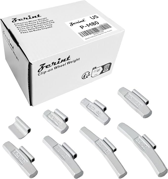 P-M80 Wheel Weight Kit P Style Grey 80 pcs/kit: 1/4 oz, 1/2 oz, 3/4 oz, 1 oz 15 pcs Each, 1 1/4 oz, 1 1/2 oz, 2 oz and 2 1/2 oz 5 pcs Each