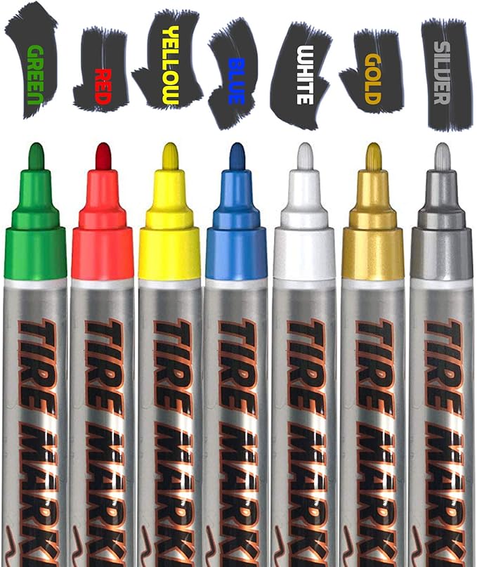 MC MOTOPARTS Permanent White Red Blue Green Yellow Tire Pen Marker Lettering Paint Tool Automotive Motorcycle Care Kit