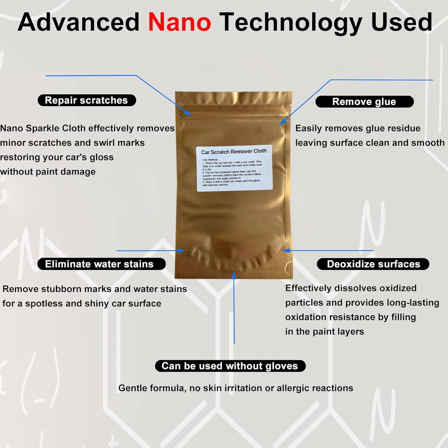 NanoSparkle Cloth for Car Scratches, 2025 Upgrade Nano Sparkle Cloth Car Scratch Remover, 4 Pcs Repair Light Scratches, NanoSparkleCloth Scratch Remover for Vehicles Car Scratch Eraser