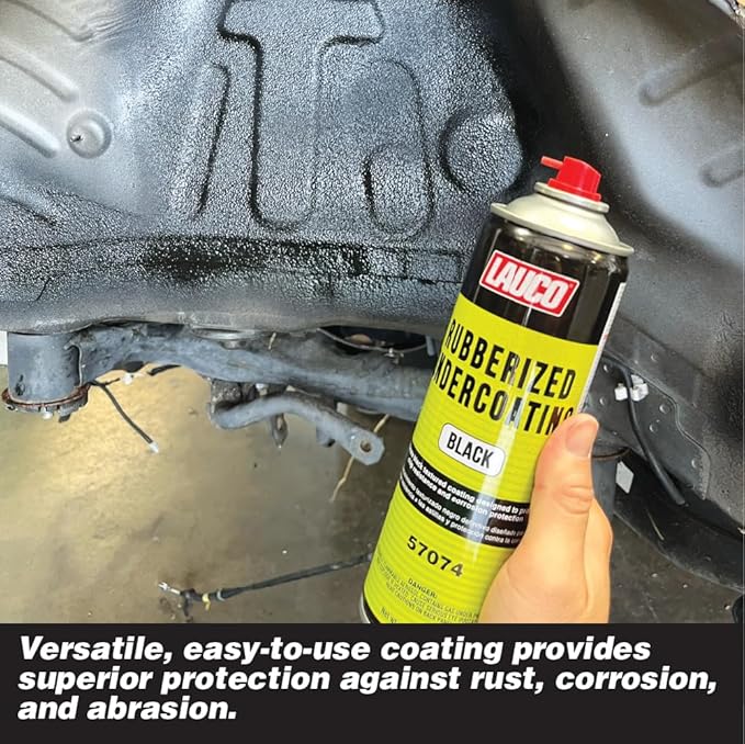 LAUCO Rubberized Undercoating Black (2-Pack) - 15oz Aerosol Spray Paint Can - Automotive & Truck Undercoat, Rust, Corrosion, Sound Deadener Coating for Metal & Plastic (57074)