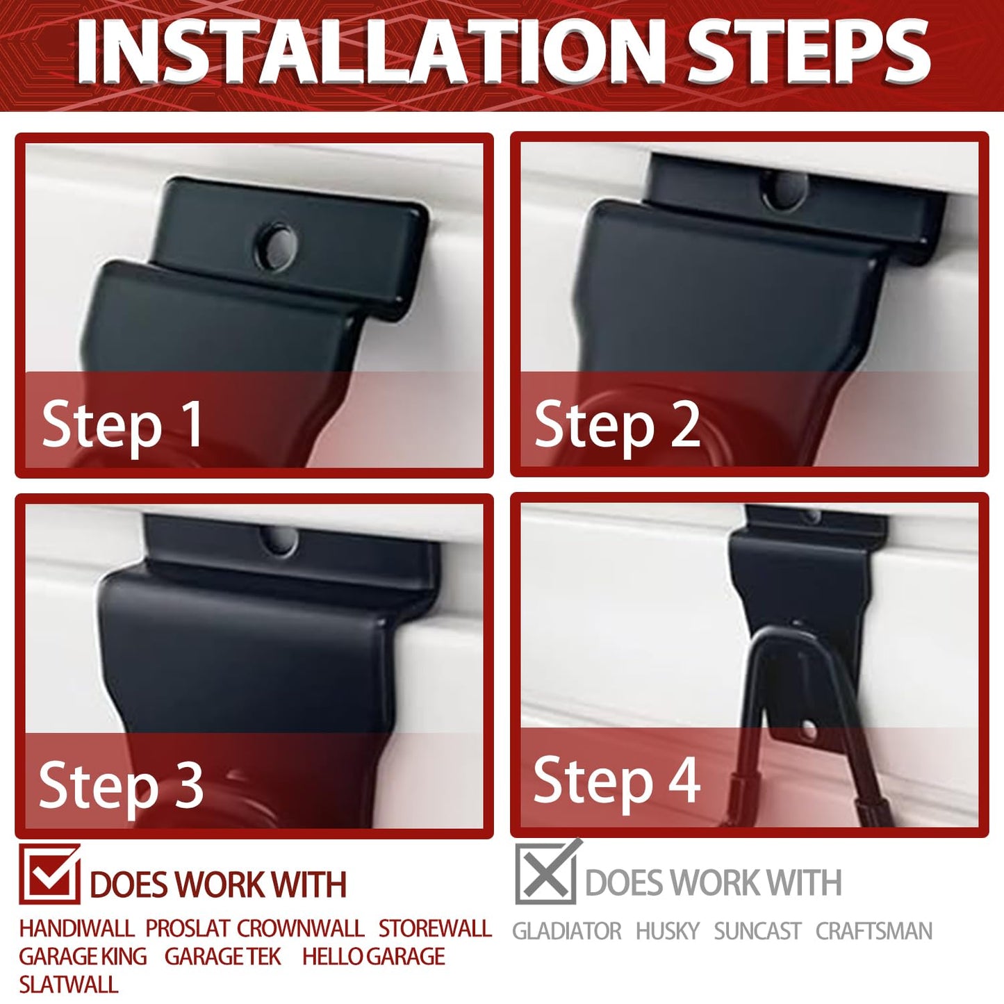 3-H Slat Wall Hooks 12 Pack 4.5 Inch, Slatwall Hooks U Shape,Slatwall Accessories Heavy Duty for Space Saving Used as Proslat Accessories(Red)