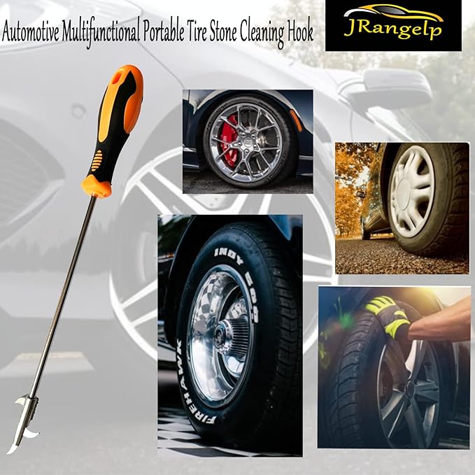 Automotive Tire Stone Cleaning Hook Multifunctional Portable Tire Stone Removal Tool Stainless Steel Car Tyre Protector Repair Tool Wheel Cleaning Tool with Screwdriver