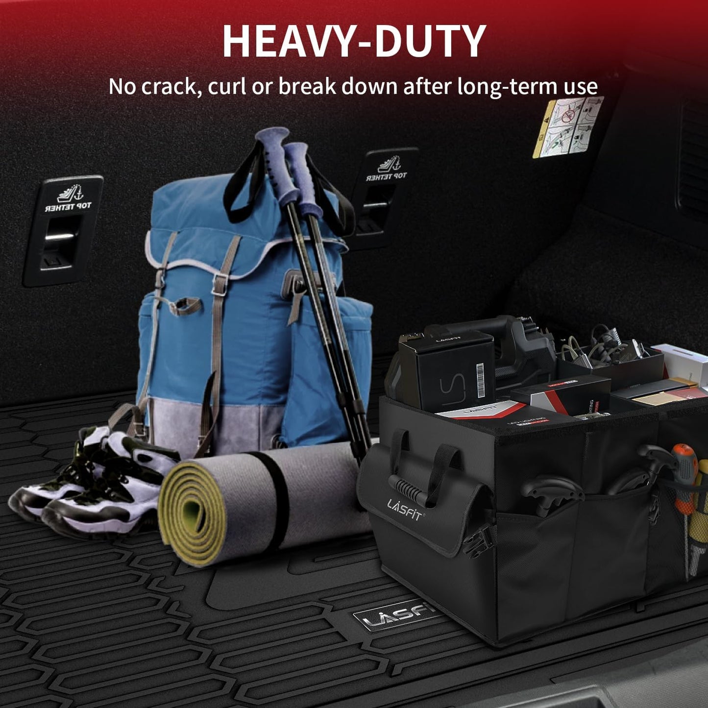 LASFIT Trunk Mat for Ford Mustang Mach-E 2021-2025(Trunk Base Upper Position) TPE All Weather Custom Fit Cargo Liner