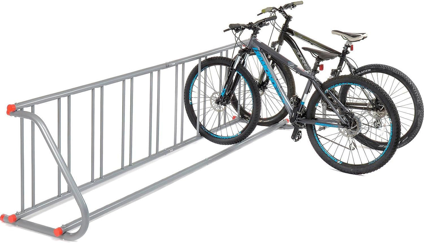 Global Industrial 111" L Single-Sided Grid Bike Rack, 9-Bike Capacity, Powder Coated Steel, Gray, Commercial Bike Rack for Stores, Parks, Schools and More