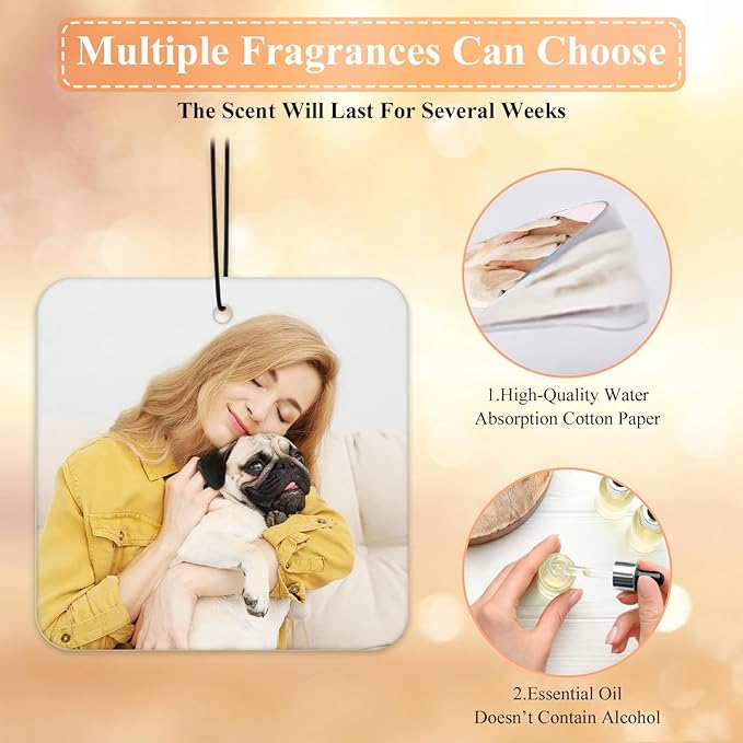 Custom Car Air Freshener With Picture Text - Personalized Car Air Freshener with Multiple Fragrances for Valentine's Day Birthday Gift Hanging Ornaments
