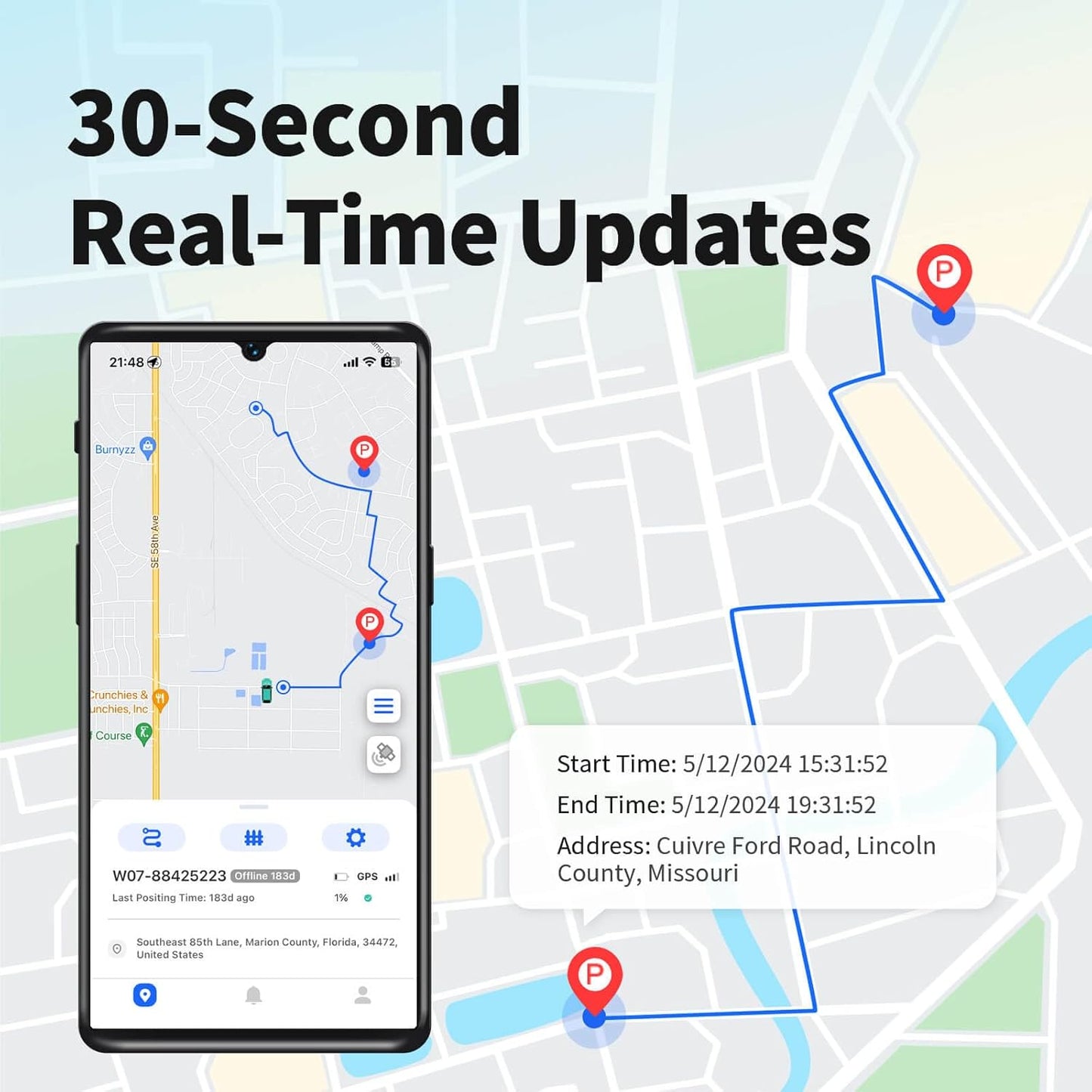 2 in 1 Remote Kill Switch & GPS Tracker for Vehicles No Monthly Fee, No Subscription, 4G SIM Card and Data Included, Trip History, GeoFence, Driving Alerts