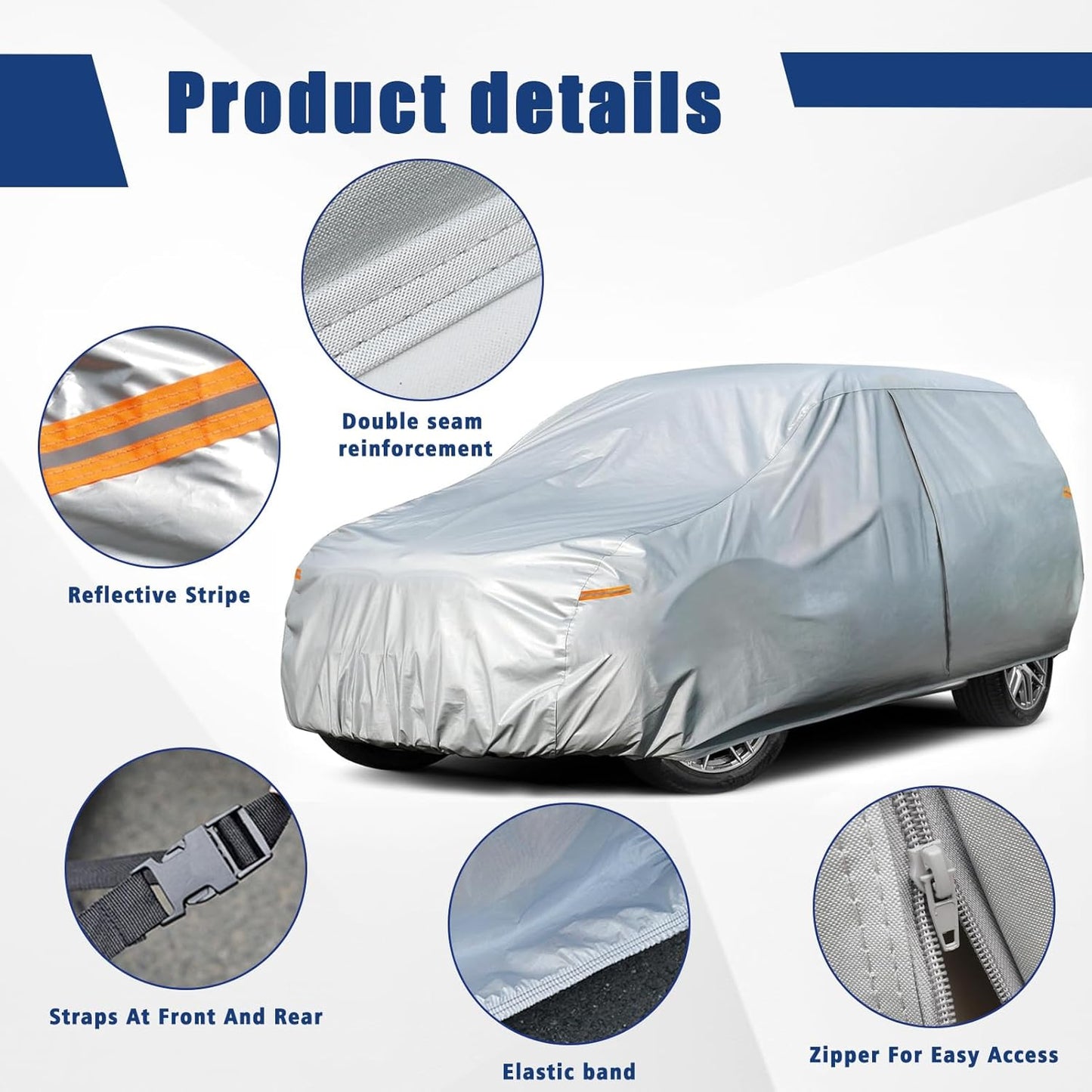 Kayme 6 Layers Car Cover Custom Fit for Chrysler Voyager/Pacifica (2016-2025) Waterproof All Weather for Automobiles, Outdoor Full Cover Rain Sun UV Protection.Silver