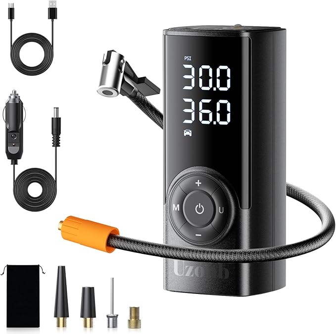 10000mha & 150 Psi Tire Inflator Portable Air Compressor - 12V Car Tire Air Pump Portable with Pressure Gauge - One Minute Fast Inflation, Ideal for Car, Motorcycle, Bicycle and More