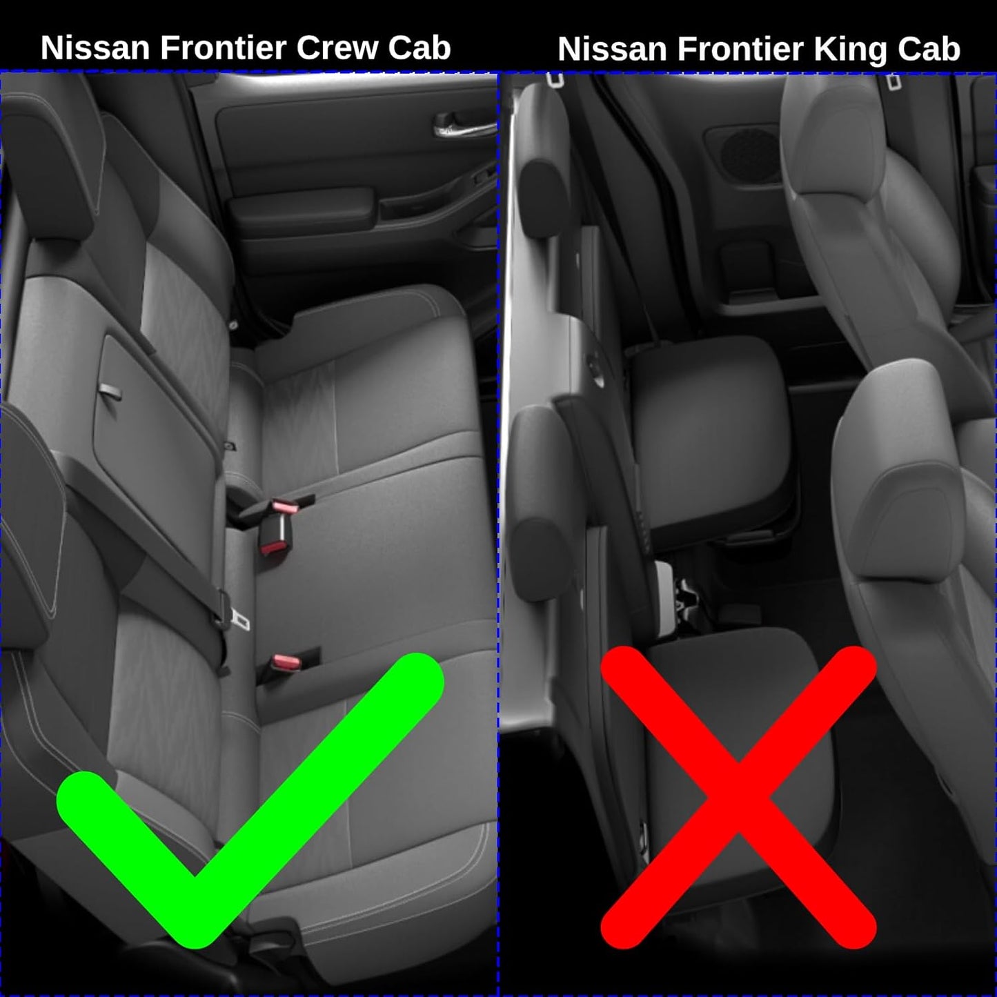 KELCSEECS® Floor Mats Custom for Nissan Frontier Crew Cab 2022-2025 (Not for 2nd with Under Seat Speaker) All Weather Protection TPE Heavy Duty Non-Slip Liners Full Set Frontier Accessories,Black