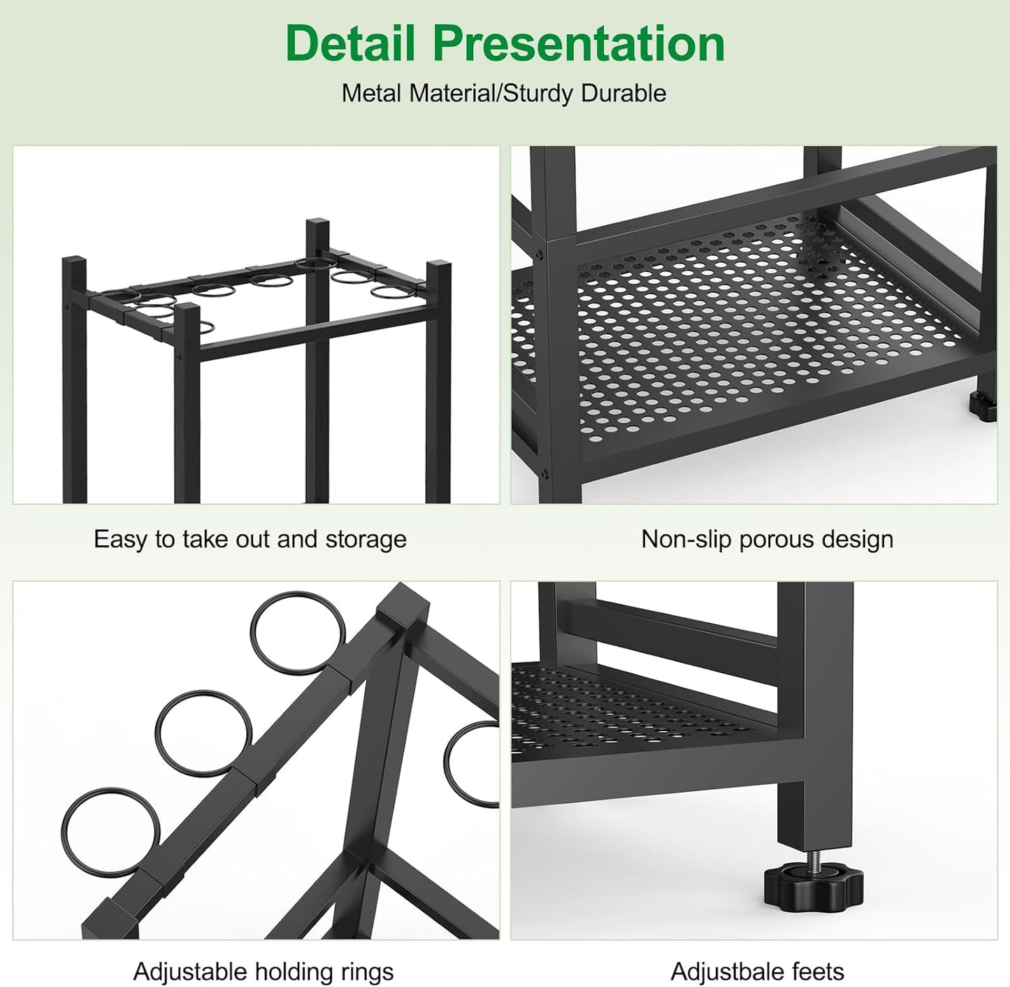 Dirza Garden Tool Organizer,Yard Tool Organizer for Garage Organization and Storage,Garden Tool Rack with 9 Loops for Garage, Shed, Outdoor,Easy Take Out and Storage,Will NOT tip over