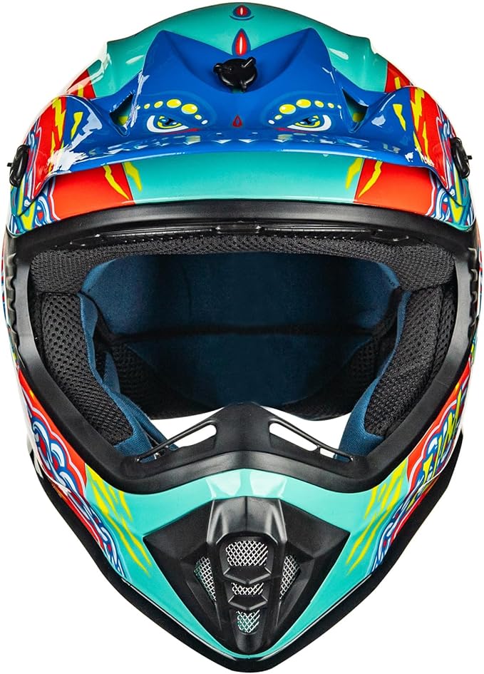 ILM Youth & Kids Dirt Bike Helmets Motocross ATV Dirtbike BMX MX Offroad Full Face Motorcycle Helmet, DOT Approved Model 128YS (Crocodile Green, Youth-XLarge)