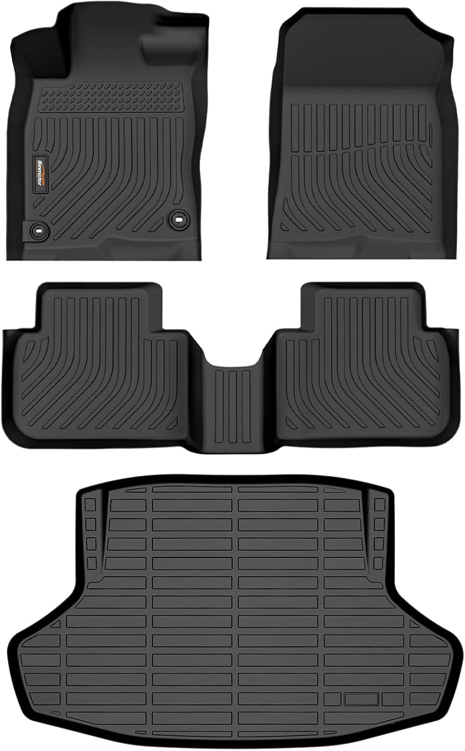 Binmotor-Floor Mats & Cargo Liner for Honda Civic Sedan 2025-2022 (Sport丨LX丨Si), All Weather Car Floor Trunk Mat for Honda Civic Accessories (2nd Row with USB Ports) Not for Hatchback/Hybrid