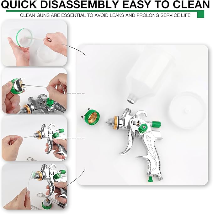 YUZES HVLP Spray Gun Kit with 1.4/1.7/2.0mm Nozzles & Air Filter with Pressure Gauge, Easy to Use Spray Paint Gun for Cars, Air Spray Gun for Painting Cars, Furniture, DIY Painting Primer, Clear Coat