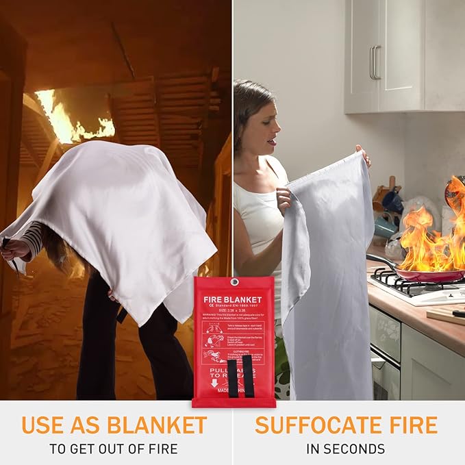 Mondoshop Fire Blanket for Home Kitchen Camping 12 Pack Emergency Fire Blanket Fire Resistant Blanket for Grill, Car, Office, Warehouse, School, Picnic, Garages, Workshops