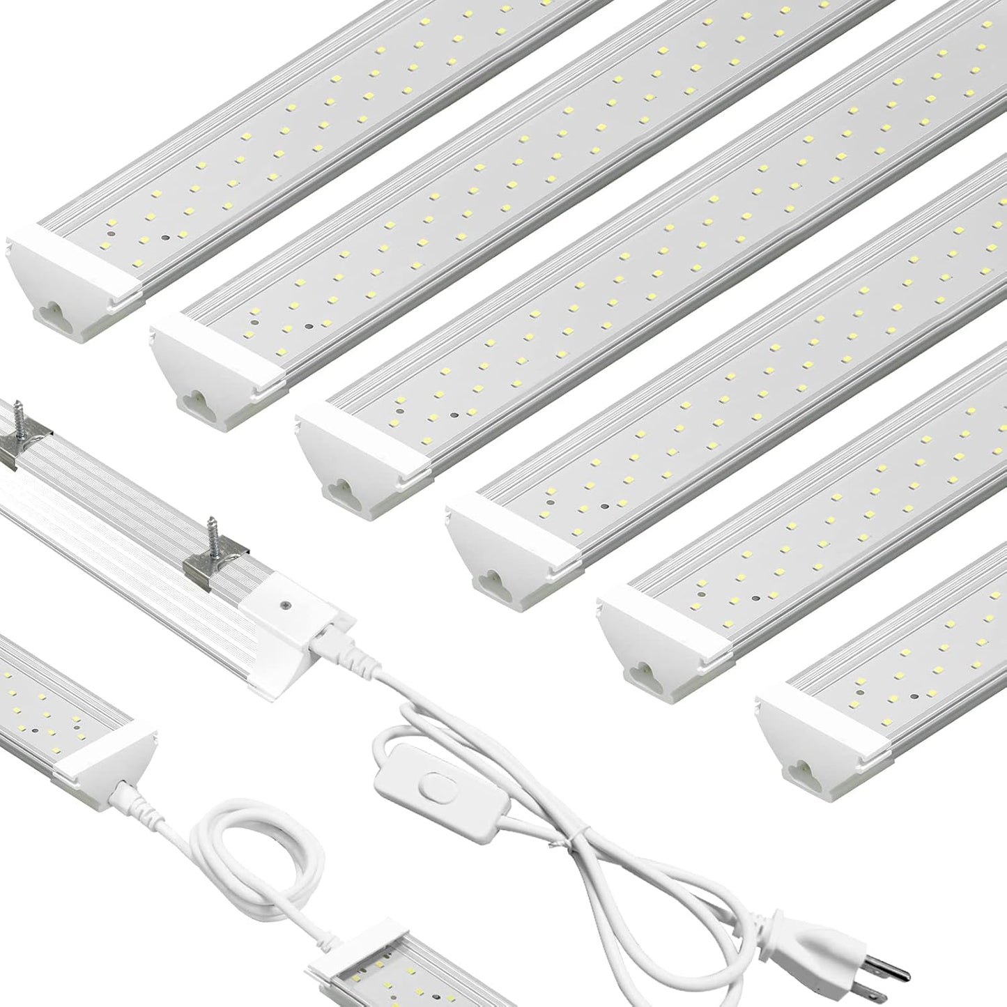 6 Pack LED Shop Light 2FT 30W, 4350LM 5000K Utility Garage Lights, Linkable Daylight White Ceiling Light Fixture, LED Tube Light, Under Cabinet Light