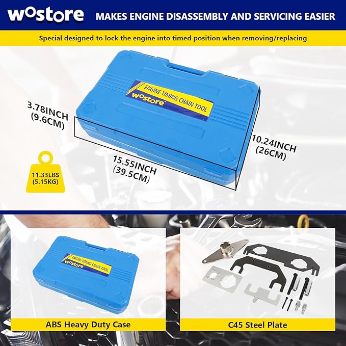 Wostore Camshaft Timing Locking Tool kit Compatible with Land Rover 2.0 Diesel Petrol Engine Evoque 2.0T JLR INGENIUM I4 2.0L, OEM JLR-303-162/1631/1630/1635/1636